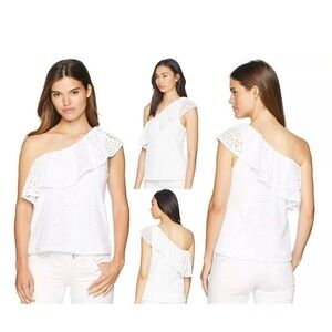 NWT Lilly Pulitzer Matteo One Shoulder Top White Sea Urchin Terry Lace SZ S